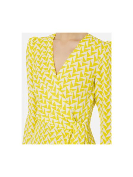 Vestido midi con estampado con estampado geométrico Elisabetta Franchi amarillo