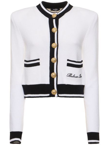 Cárdigan de algodón Balmain blanco