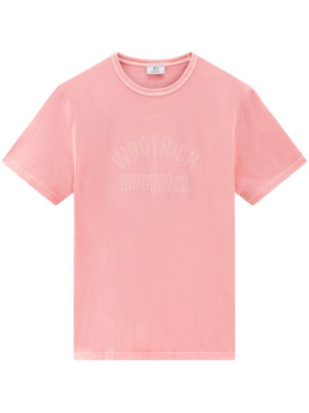 Raštuotas medvilninis marškinėliai Woolrich rožinė