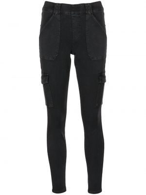 Bavlněné skinny kalhoty s páskem Spanx - černá