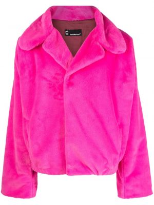 Πουπουλένιο μπουφάν με γούνα Styland ροζ