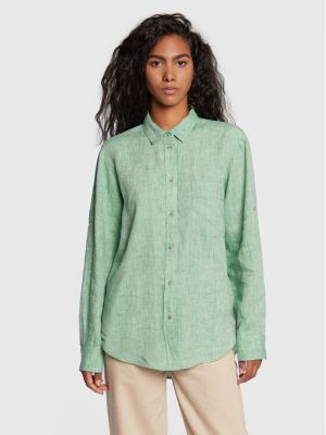 Relaxed ленена риза Tommy Hilfiger зелено