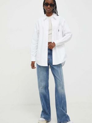 Koszula jeansowa bawełniana relaxed fit Tommy Jeans biała