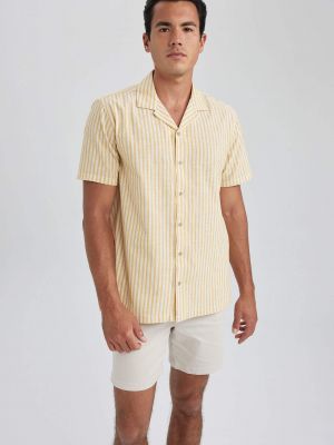 Pruhovaná bavlněná košile s krátkými rukávy Defacto bílá