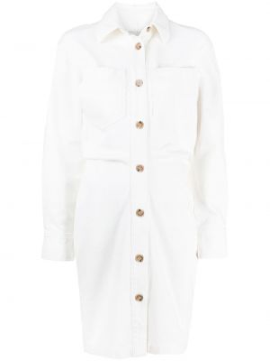 Βαμβακερή φόρεμα με τσέπες Nanushka λευκό