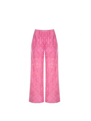 Spodnie relaxed fit Manila Grace różowe