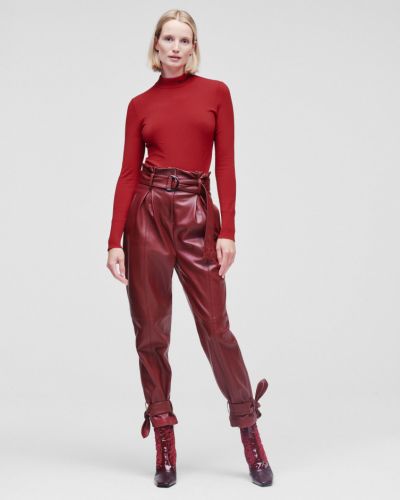 Kožené kalhoty z imitace kůže Karl Lagerfeld červené