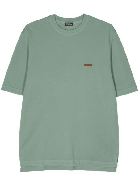 Svītrainas kokvilnas t-krekls Zegna zaļš