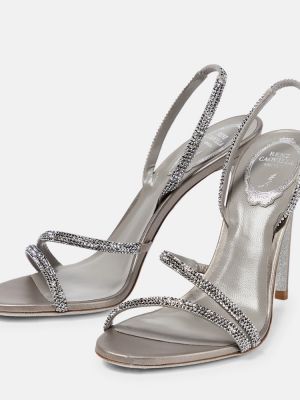 Sandale din satin de cristal Rene Caovilla argintiu