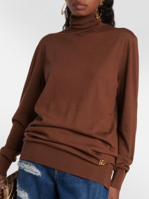 Kašmira džemperis ar augstu apkakli Dolce&gabbana brūns