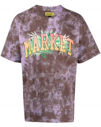 Тениска с принт с tie-dye ефект Market