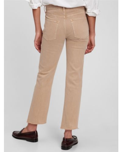 Straight fit džíny s vysokým pasem Gap béžové