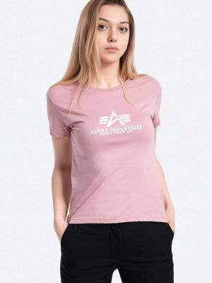 Памучна тениска Alpha Industries розово
