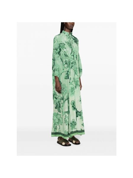 Vestido largo de seda de flores con estampado F.r.s For Restless Sleepers verde