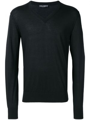 Jersey de punto con escote v de tela jersey Dolce & Gabbana negro