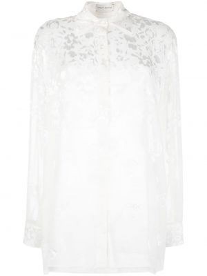 Прозрачна блуза на цветя с дантела Magda Butrym бяло