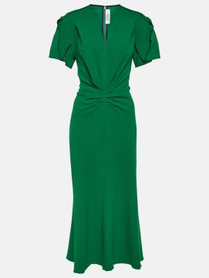Μάλλινη μίντι φόρεμα Victoria Beckham πράσινο