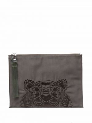 Bolso clutch con rayas de tigre Kenzo verde