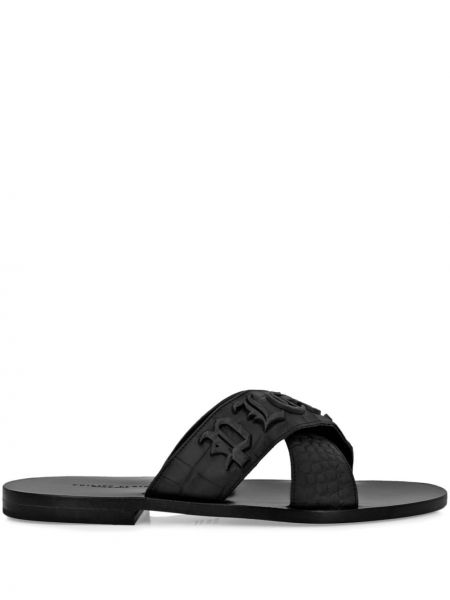 Kožené sandále Philipp Plein čierna