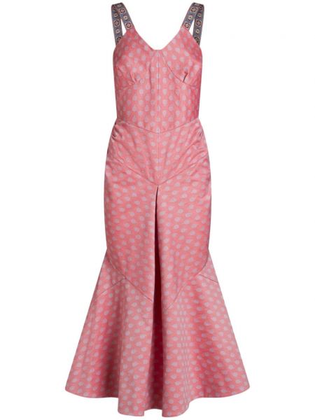 Žakárové květinové šaty Etro růžové