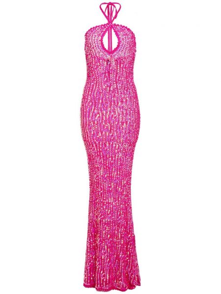 Βραδινό φόρεμα με παγιέτες Retrofete ροζ