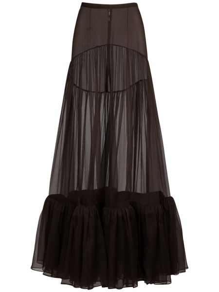 Hodvábna sukňa Saint Laurent hnedá