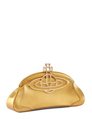 Jantárová kožená listová kabelka Vivienne Westwood zlatá