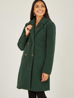 Пальто тедди Yumi зеленое