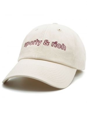 Siuvinėtas kepurė su snapeliu Sporty & Rich balta