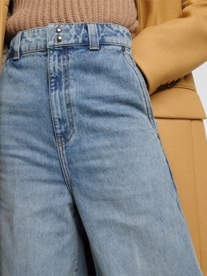 Voľné bavlnené džínsy s vysokým pásom Khaite modrá
