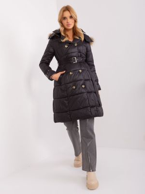 Prošivena jakna s gumbima Fashionhunters crna