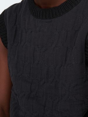 Pletená bavlnená vesta Jil Sander čierna