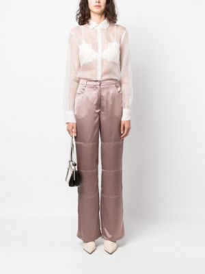 Saténové rovné kalhoty Blanca Vita růžové