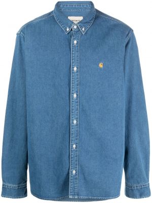 Rifľová košeľa s výšivkou Carhartt Wip modrá