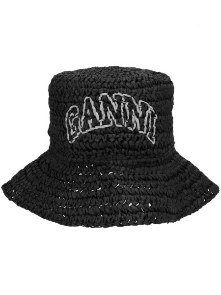 Siuvinėtas kepurė Ganni juoda