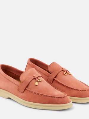 Pantofi loafer din piele de căprioară Loro Piana roz