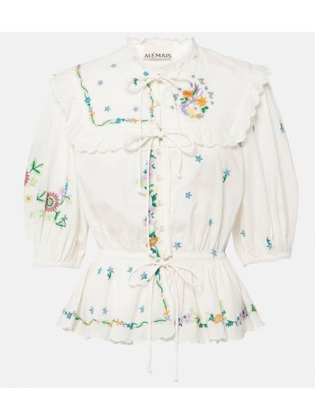 Памучна блуза бродирана Alemais бяло