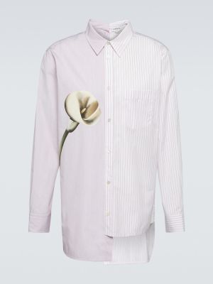 Ασύμμετρο βαμβακερό πουκάμισο με σχέδιο Lanvin λευκό