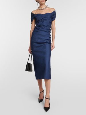 Midi haljina Carolina Herrera plava