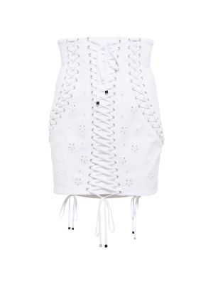 Čipkovaná bavlnená šnurovacia minisukňa Dolce&gabbana biela