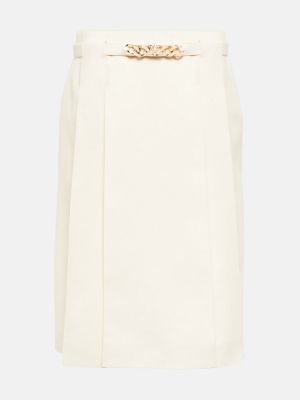 Hodvábna vlnená midi sukňa Valentino biela