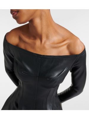 Kožené šaty z imitace kůže Norma Kamali černé