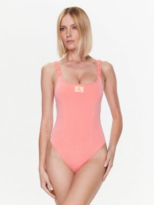 Vientisas maudymosi kostiumėlis Calvin Klein Swimwear oranžinė