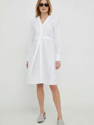 Lniana sukienka mini Calvin Klein biała