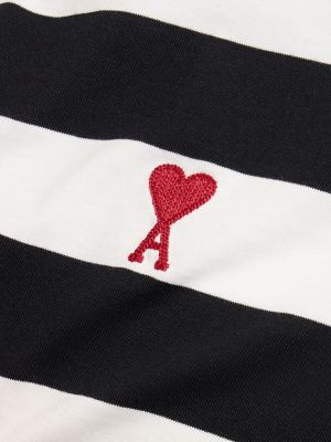 Camiseta de algodón a rayas de tela jersey Ami Paris