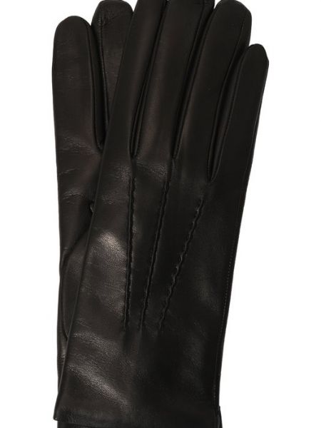 Черные кожаные перчатки Prada