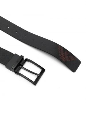 Oboustranný kožený pásek s potiskem Emporio Armani černý