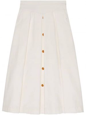Přiléhavé plisovaná sukně s knoflíky na zip Gucci - bílá