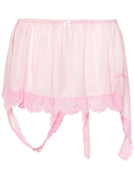 Φούστα mini με δαντέλα All In ροζ