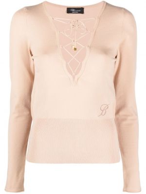 Mežģīņu džemperis ar šņorēm Blumarine rozā
